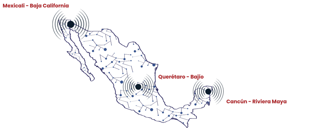 Mapa de México con sedes estratégicas